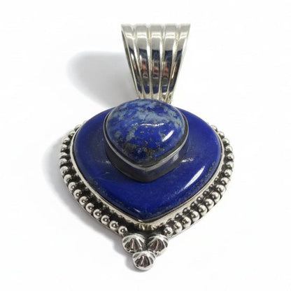 The Forget - Me - Not Heart Pendant in Denim Lapis and Premium Lapis - Turquoise Mustang