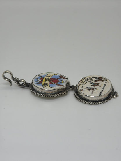 Vintage Porcelain Oregon Pendleton Round-Up Pendant by Vintage Revivals for Turquoise Mustang - Turquoise Mustang