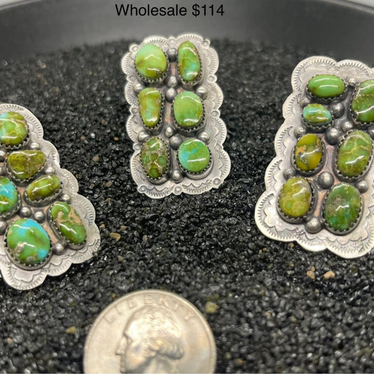 Ring, Asst. 6 stone Stone mixed Royston/Sonoran Gold, Robert Shakey - Turquoise Mustang
