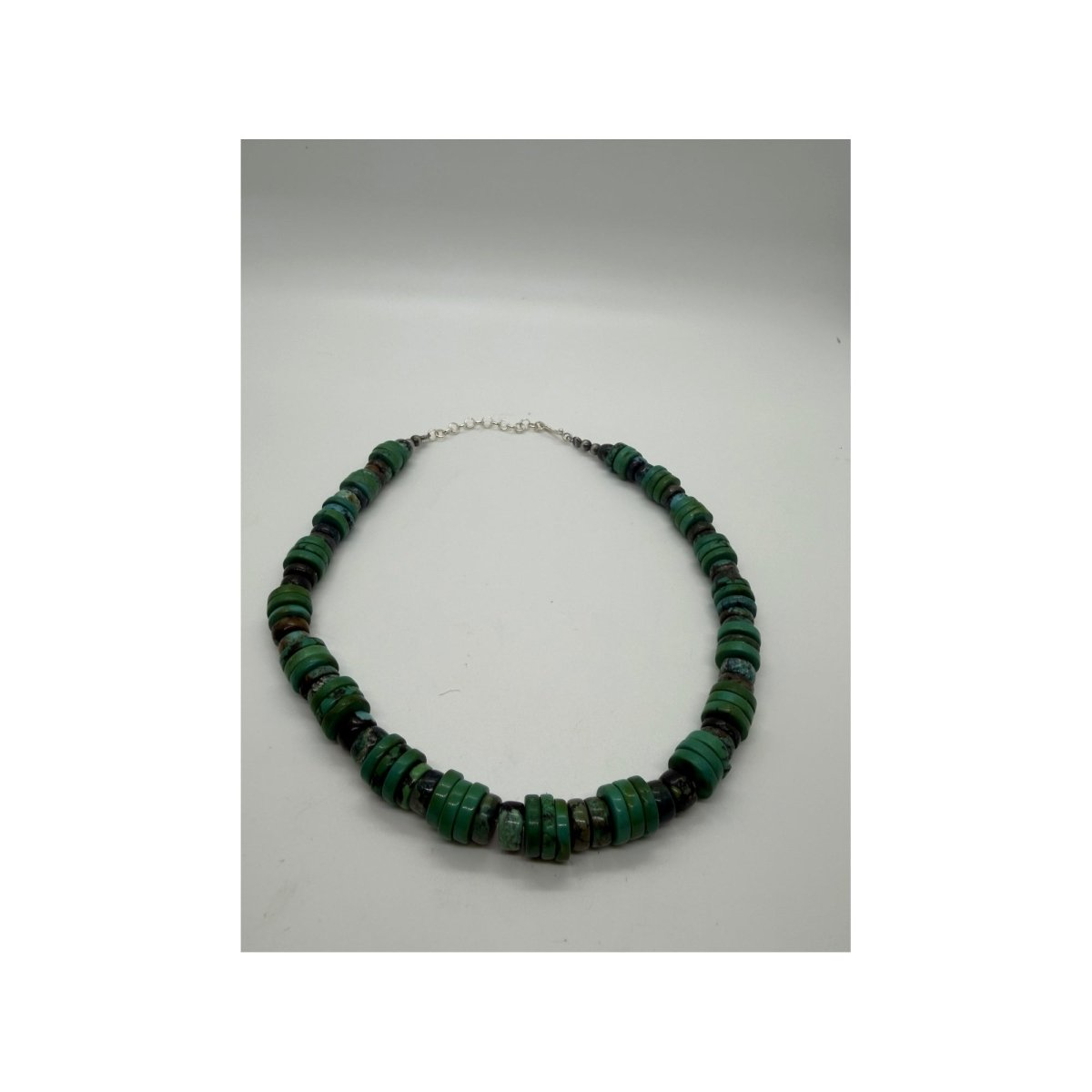 16" Ma’anshan & Cloud Mountain Turquoise Heishi Necklace - Turquoise Mustang