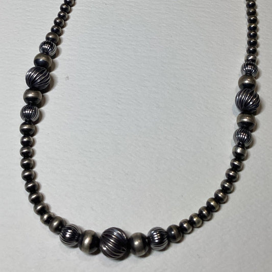 Mixed Diameter Navajo Pearls with Twist and Corrugated, 6 - 12mm, TM - Turquoise Mustang