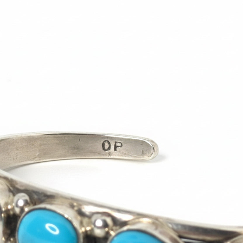 Three Stone Turquoise Cuff, OP - Turquoise Mustang
