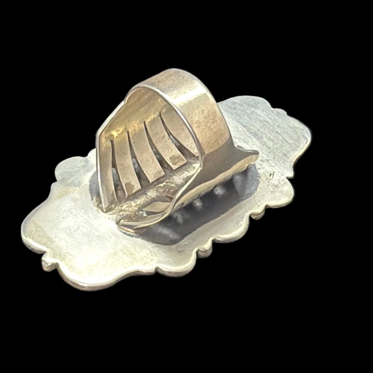 Larimar Oval Repoussé and Rope Ring, Size 9 Albert Jake - Turquoise Mustang