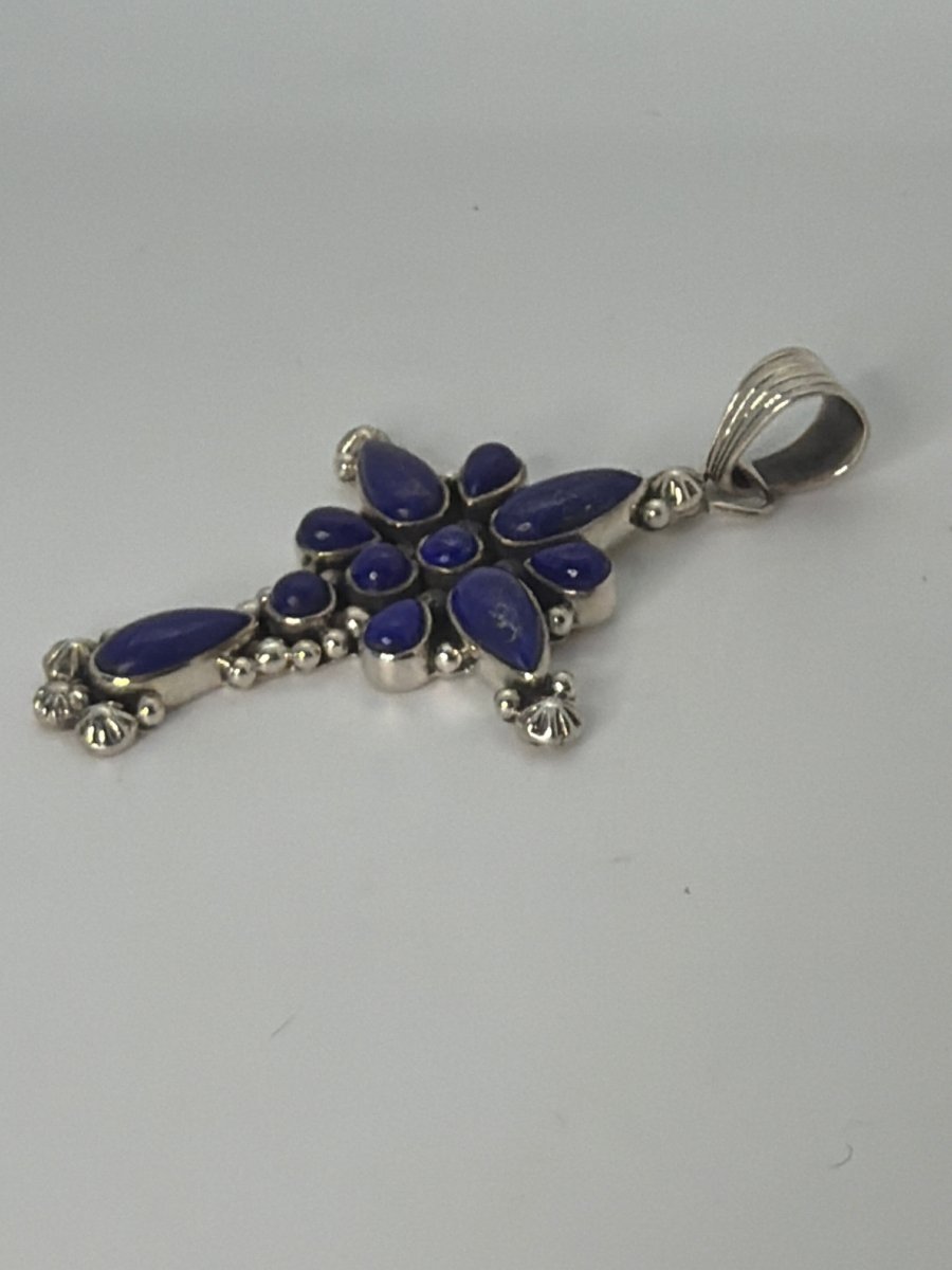 The Oleander Elegant Cross Pendant in Premium Blue Lapis - Turquoise Mustang