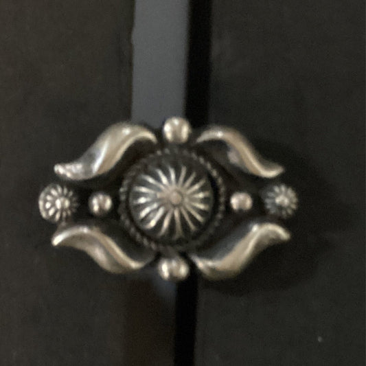 All Silver with Peyote Button center, Repousse and Rope accents, Albert Jake - Turquoise Mustang