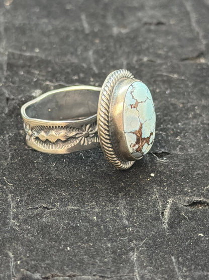 Golden Hills Freeform Ring, Adjustable by Benny Ramone - Turquoise Mustang