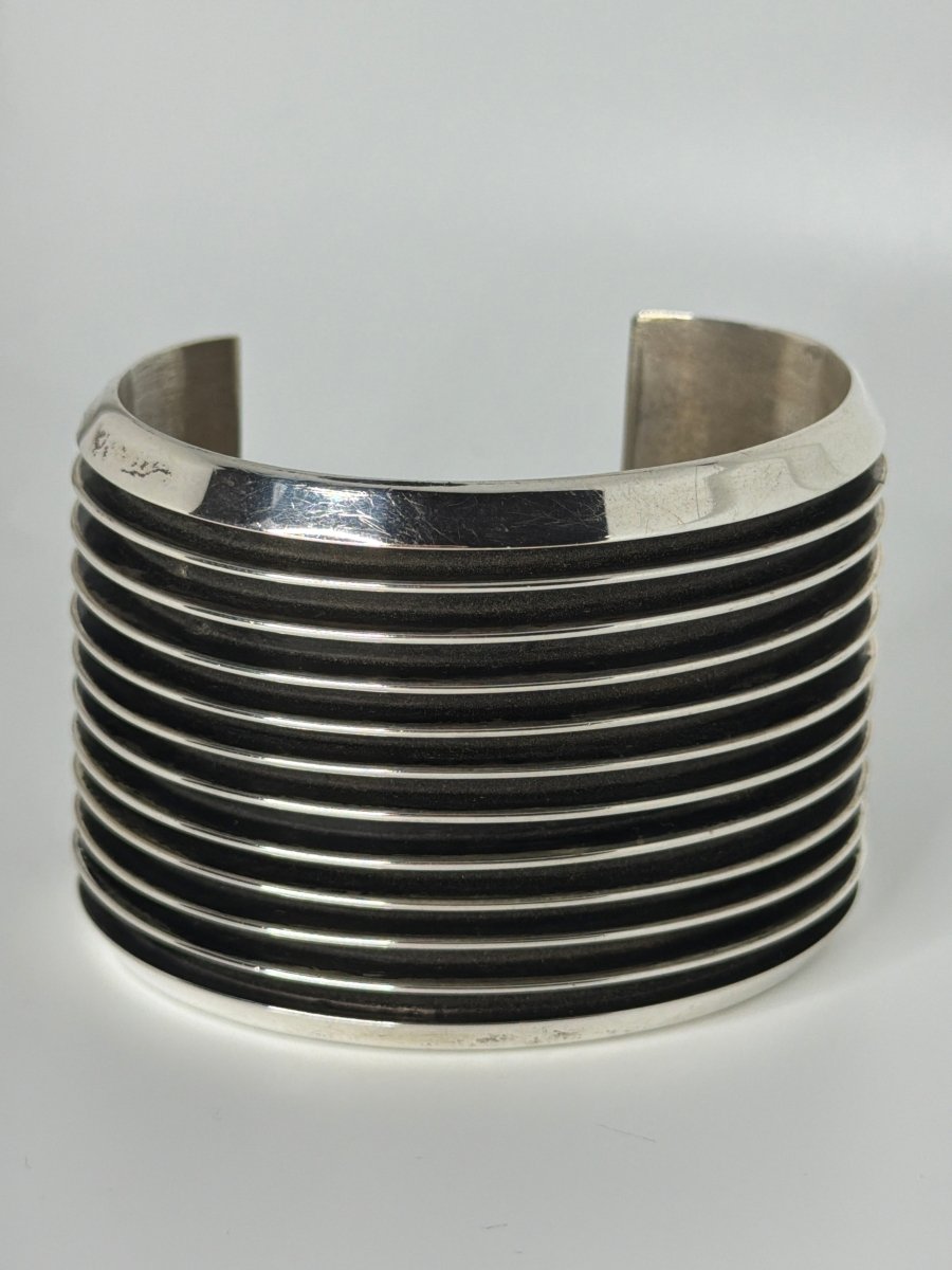 Contemporary Sterling Silver Cuff Bracelet, Tom Hawk - Turquoise Mustang