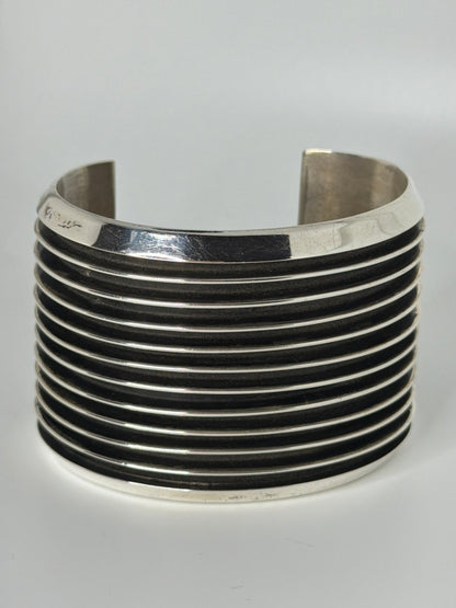 Contemporary Sterling Silver Cuff Bracelet, Tom Hawk - Turquoise Mustang