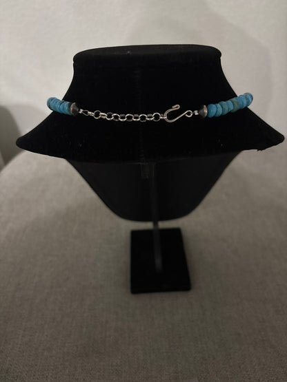 17” Blue Kingman Turquoise Rondelle Necklace - Turquoise Mustang