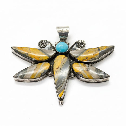The Bumble Butterfly Pendant, SN - Turquoise Mustang