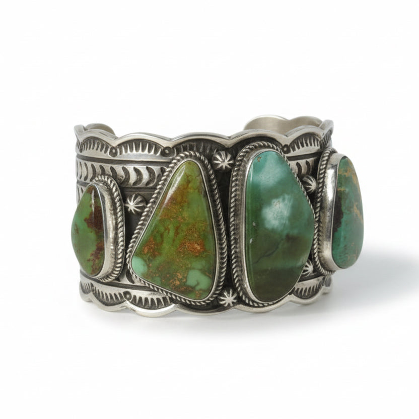 Royston 5 - Stone Mega Cuff Bracelet, D. Delgarito - Turquoise Mustang
