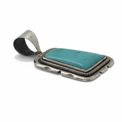 Greeley Rhombus Pendant in Blue - Green Kingman Turquoise - Turquoise Mustang