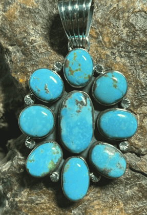 The Tiger Flower Pendant - Turquoise Mustang