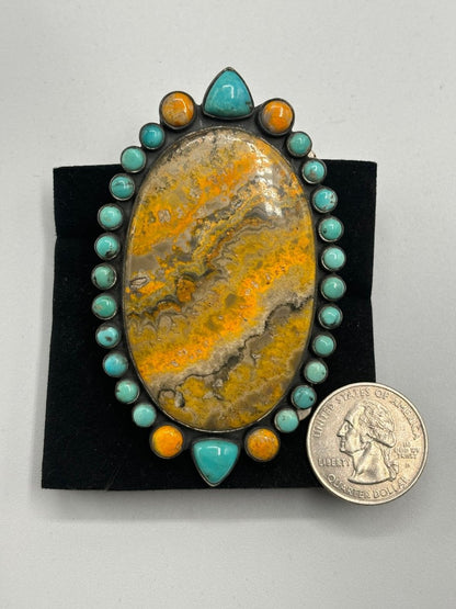 The Desert Rose Oval Ring - Turquoise Mustang