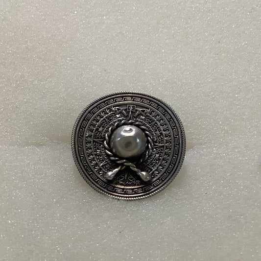 Ring, All Silver, Small Sombrero, DD - Turquoise Mustang