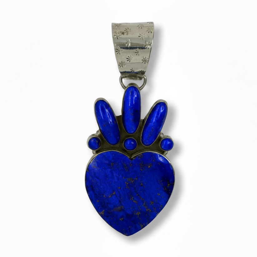 Premium Lapis Lazuli Heart Pendant, Dan Dodson - Turquoise Mustang