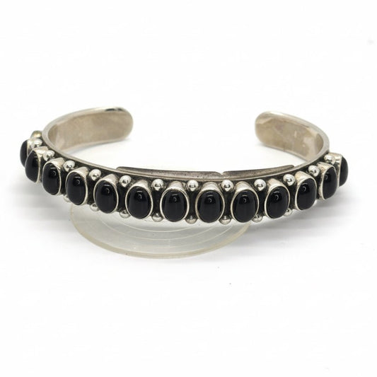 12 stone Oval Black Onyx Cuff, Dan Dodson - Turquoise Mustang
