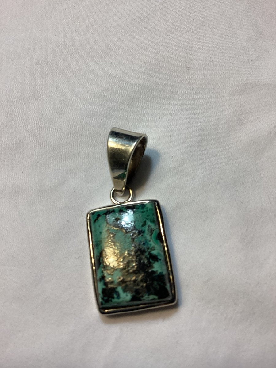Pendant, Medium Rectangle Blue Moon Tq, Darryl Becenti - Turquoise Mustang