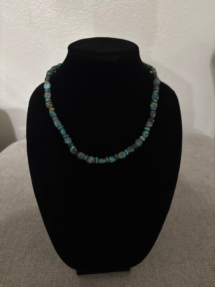 19” Lone Mountain Turquoise Nugget Necklace - Turquoise Mustang