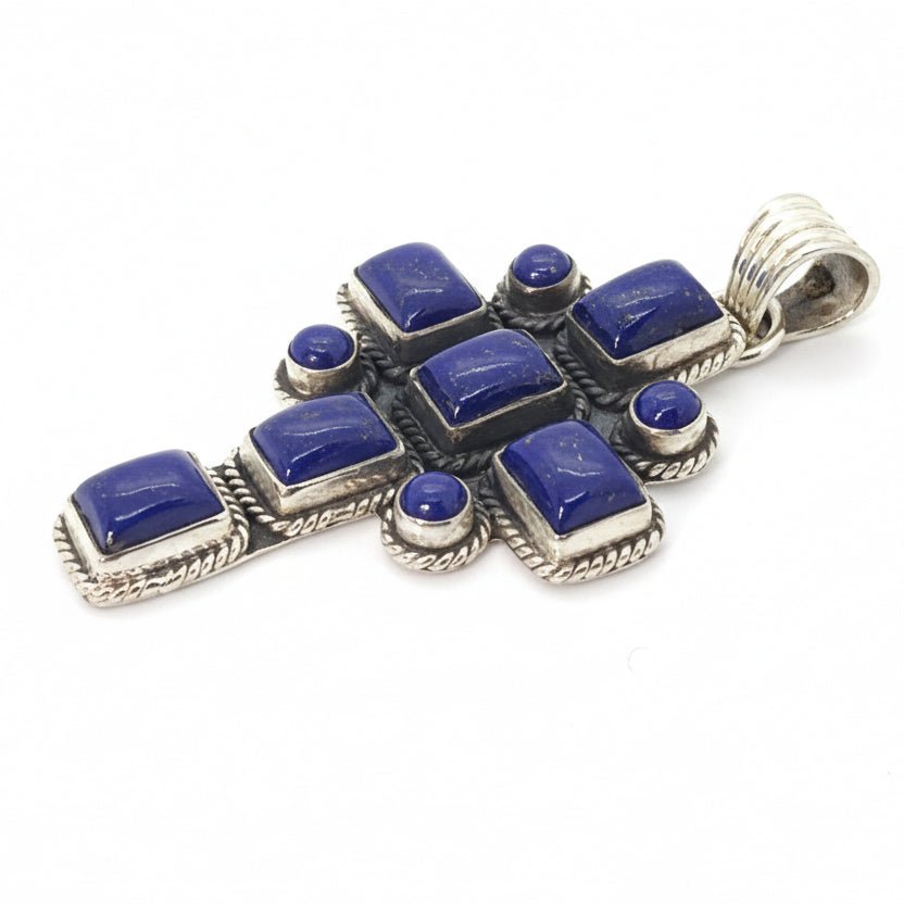 The Maltese Cross Premium Lapis Pendant in Sterling Silver - Turquoise Mustang
