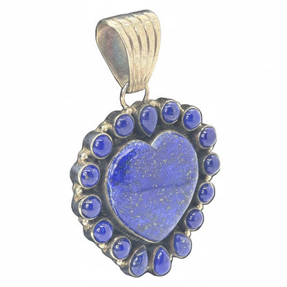 The Marguerite Daisy Heart Cluster Pendant in Premium Lapis Lazuli - Turquoise Mustang