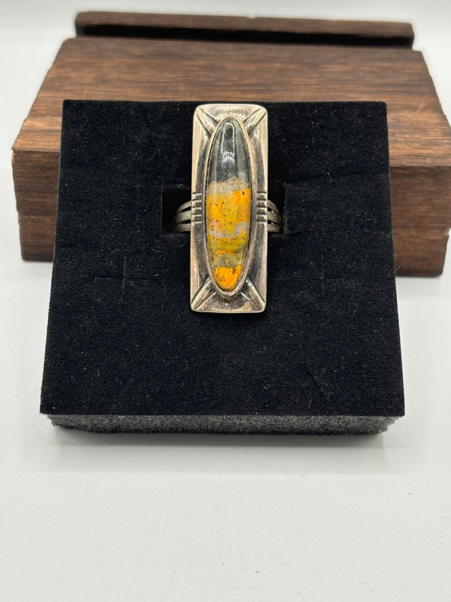 The Calgary Squoval Adjustable Ring - Turquoise Mustang