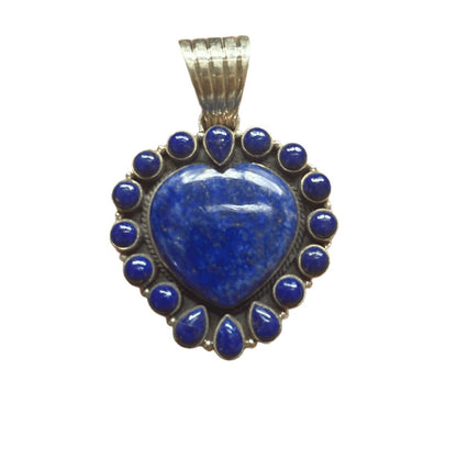 The Marguerite Daisy Heart Cluster Pendant in Premium Lapis Lazuli - Turquoise Mustang
