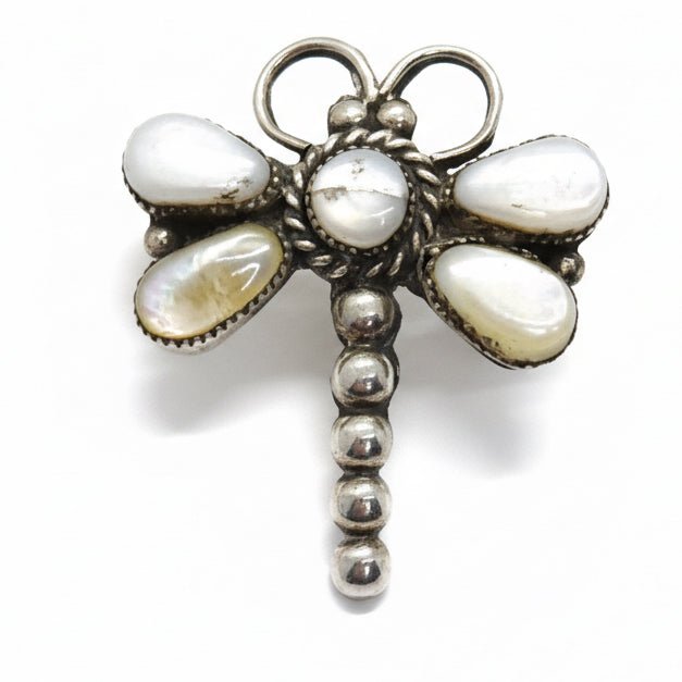 Mother of Pearl Dragonfly Pendant in Sterling Silver, MA Hallmark - Turquoise Mustang