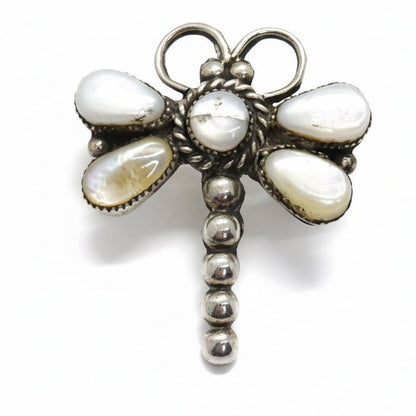 Mother of Pearl Dragonfly Pendant in Sterling Silver, MA Hallmark - Turquoise Mustang