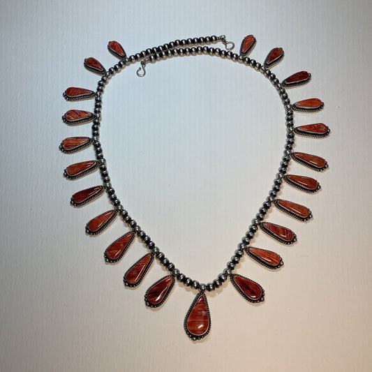 Red Spiny Oyster Teardrop - Turquoise Mustang