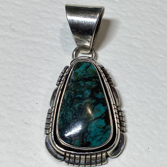 Pendant, Medium Freeform Kingman Ceremonial, Darryl Becenti - Turquoise Mustang