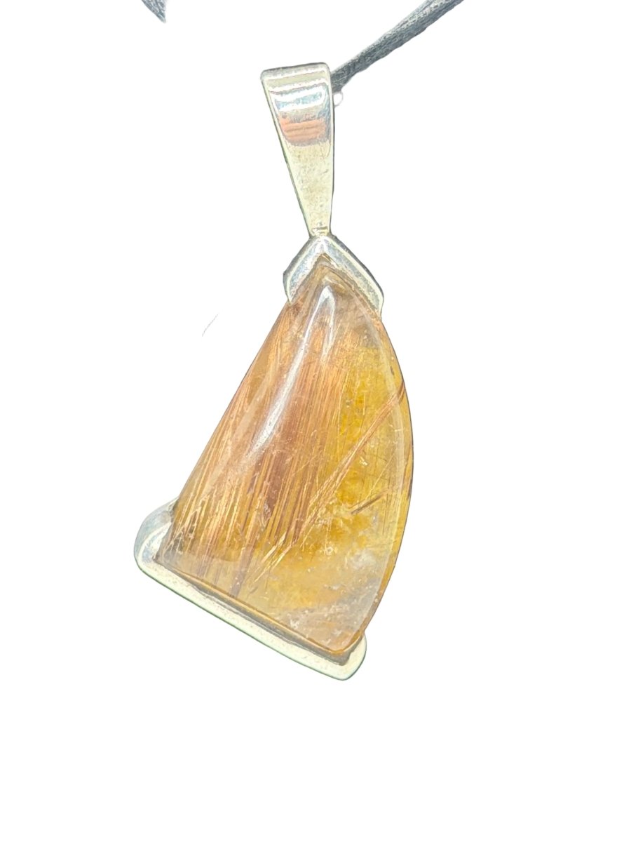 Golden Rutilated Quartz Freeform Pendant by TM - Turquoise Mustang