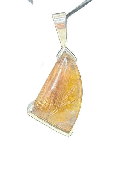 Golden Rutilated Quartz Freeform Pendant by TM - Turquoise Mustang