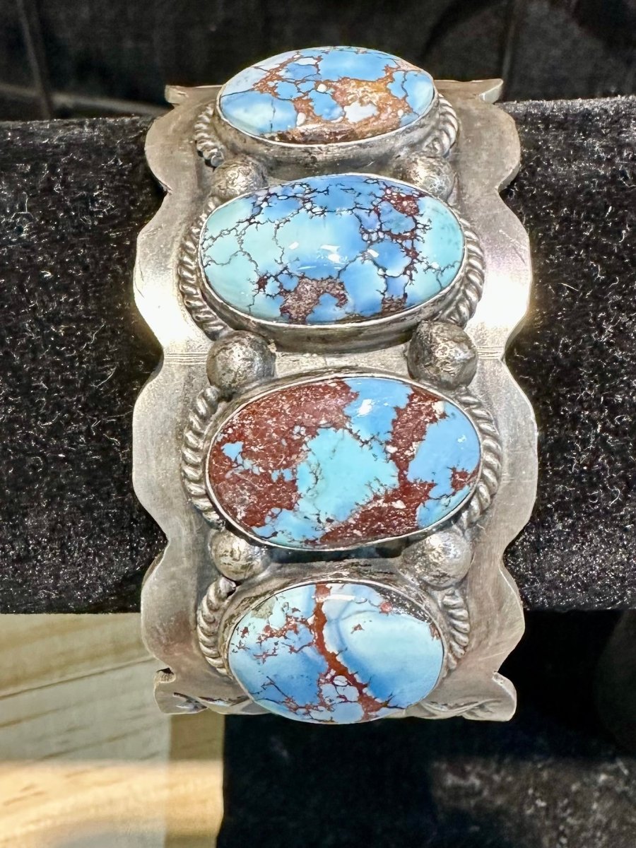 Golden Hills 4 - Stone Native American Cuff - Turquoise Mustang