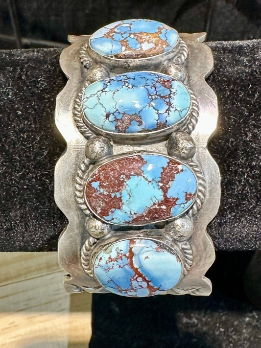 Golden Hills 4 - Stone Native American Cuff - Turquoise Mustang