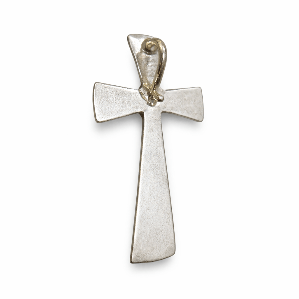 Red Coral Cross Pendant in Sterling Silver, Leonard Kee - Turquoise Mustang
