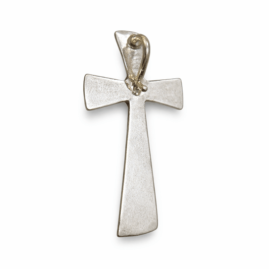 Red Coral Cross Pendant in Sterling Silver, Leonard Kee - Turquoise Mustang