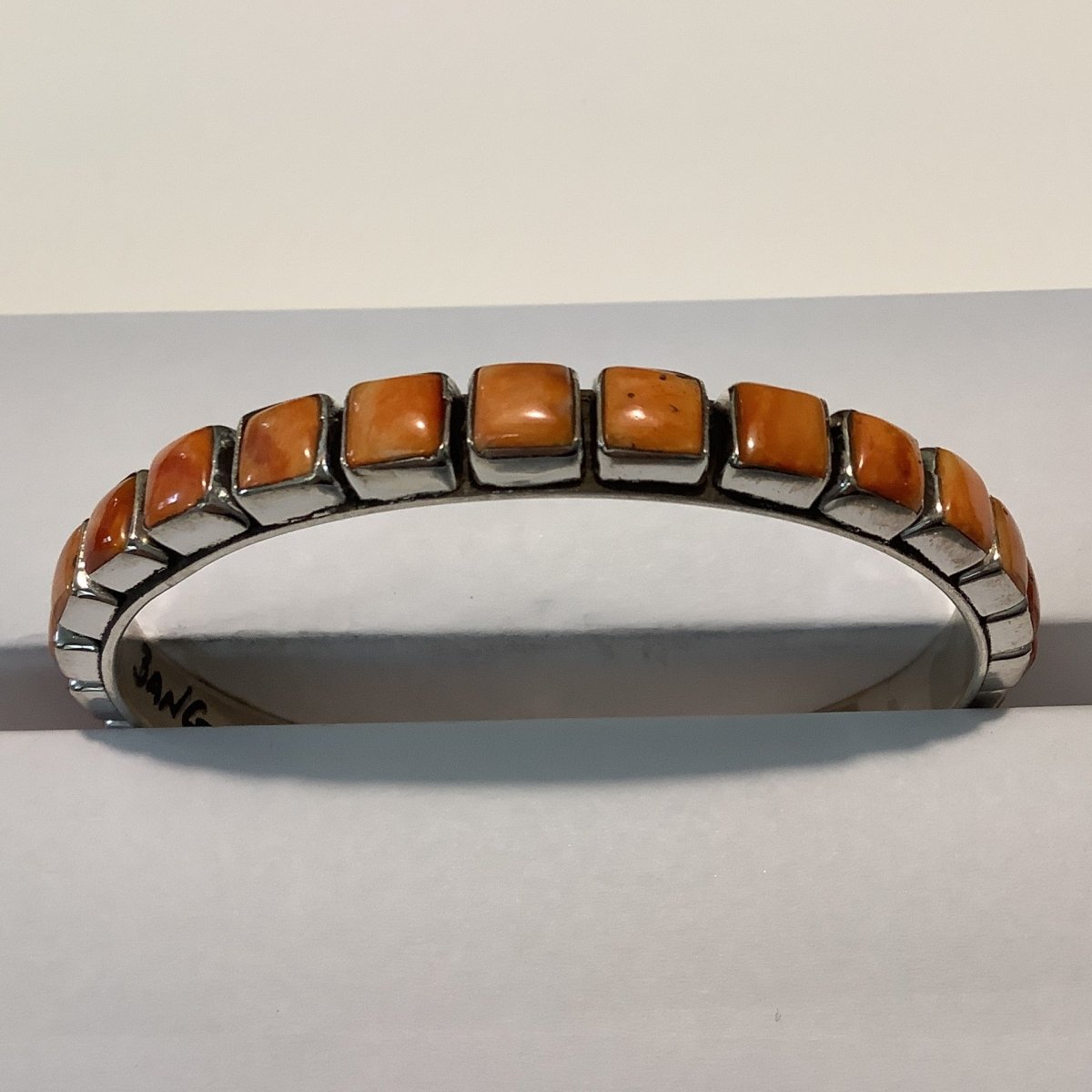 Bangle, Medium Square Orange Spiny Oyster, 30 stone, DD (1) - Turquoise Mustang