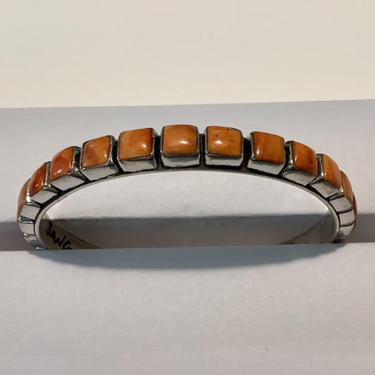 Bangle, Medium Square Orange Spiny Oyster, 30 stone, DD (1) - Turquoise Mustang