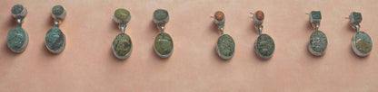 Taos Oval Turquoise Drop Stud Earrings by Danny Henio - Turquoise Mustang