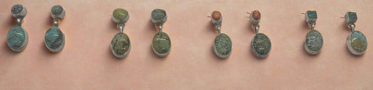 Taos Oval Turquoise Drop Stud Earrings by Danny Henio - Turquoise Mustang