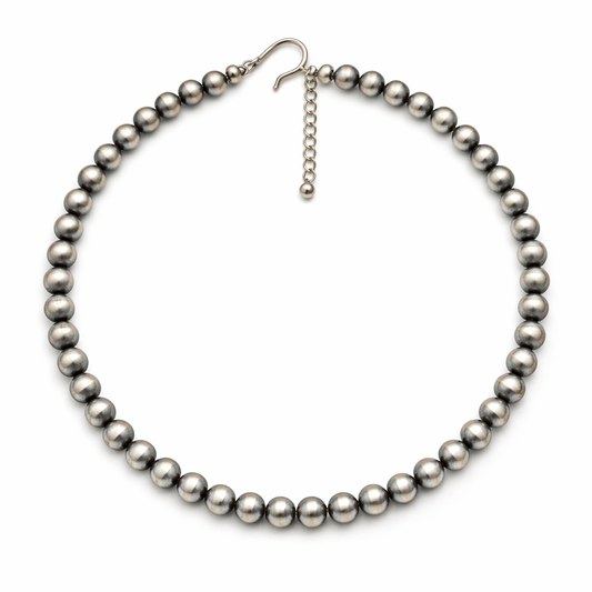10mm Mustang Silver Pearls - Turquoise Mustang