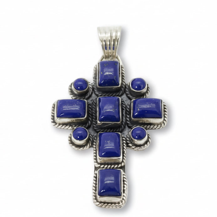 The Maltese Cross Premium Lapis Pendant in Sterling Silver - Turquoise Mustang