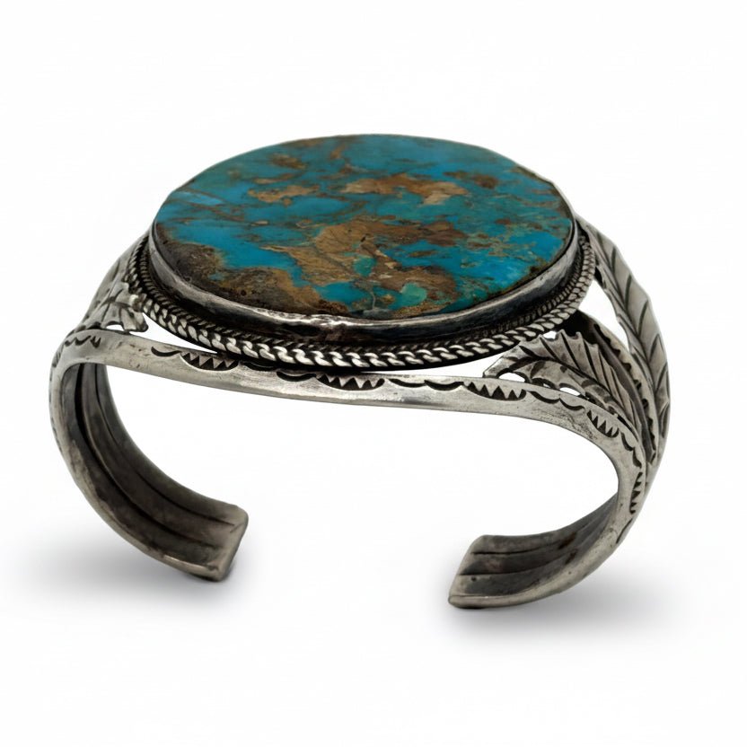 Vintage Natural Royston Mega Cuff Bracelet, by Tully Kee - Turquoise Mustang