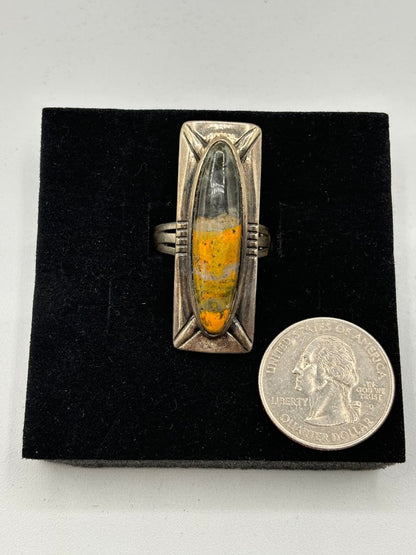 The Calgary Squoval Adjustable Ring - Turquoise Mustang