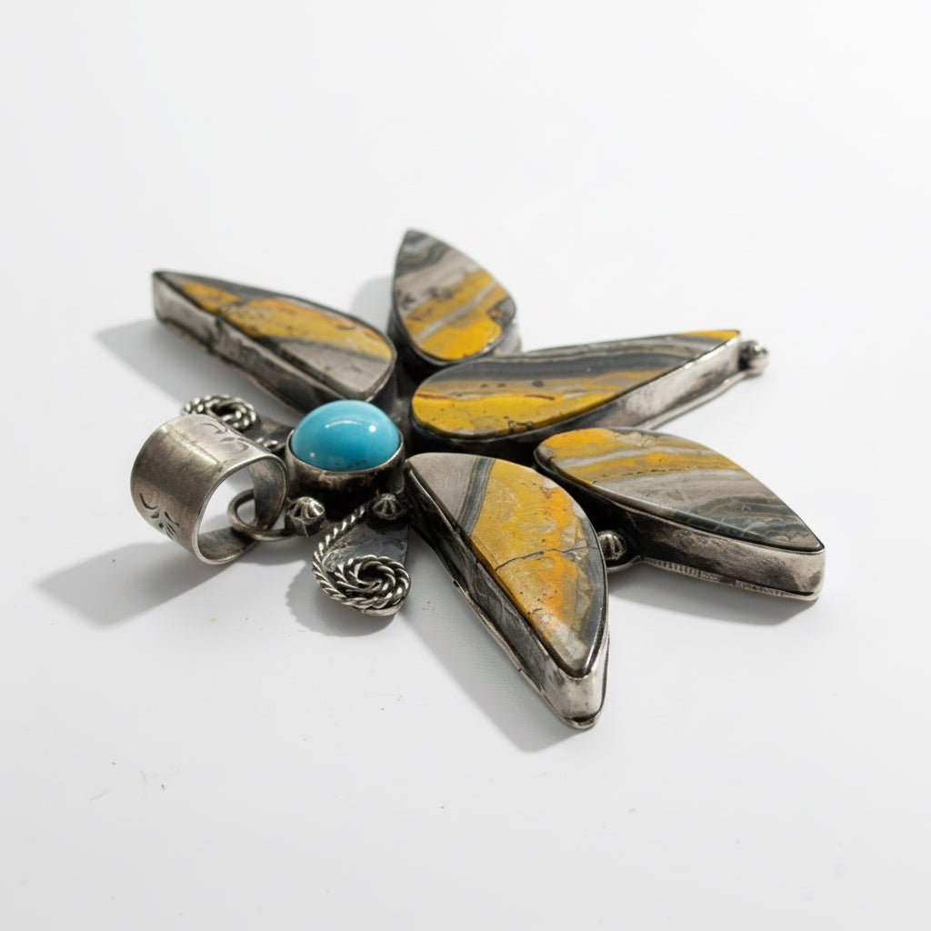 The Bumble Butterfly Pendant, SN - Turquoise Mustang