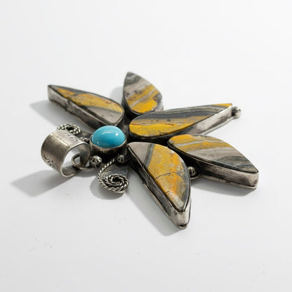 The Bumble Butterfly Pendant, SN - Turquoise Mustang