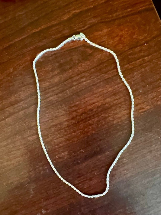 16”, 1mm Italian Rope Chain, Diamond Cut - Turquoise Mustang