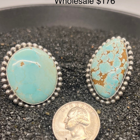Ring, Asst. Medium single stone Number 8, Mary Spencer - Turquoise Mustang