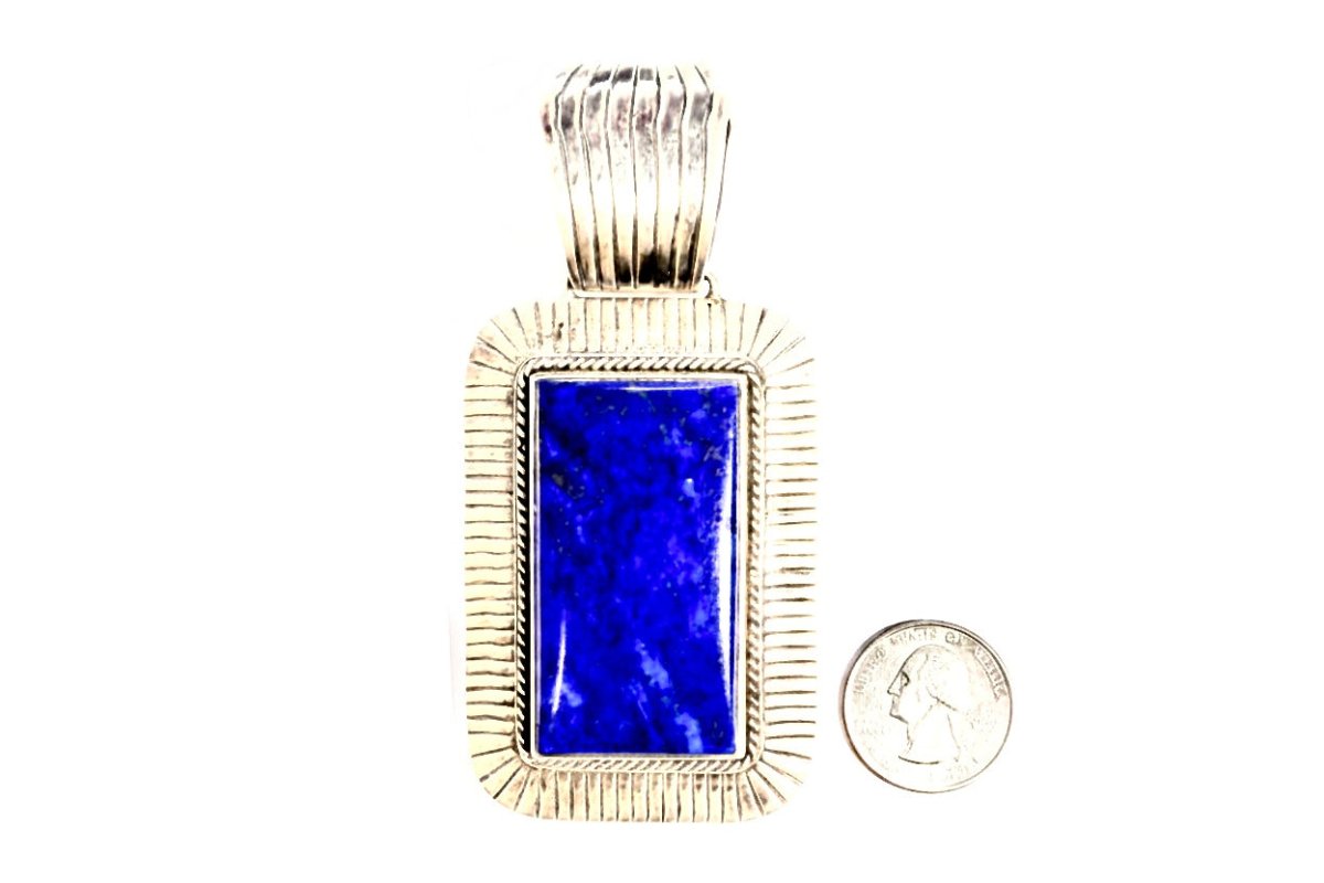 The Vegas Baby Rectangular Pendant in Premium Lapis - Turquoise Mustang